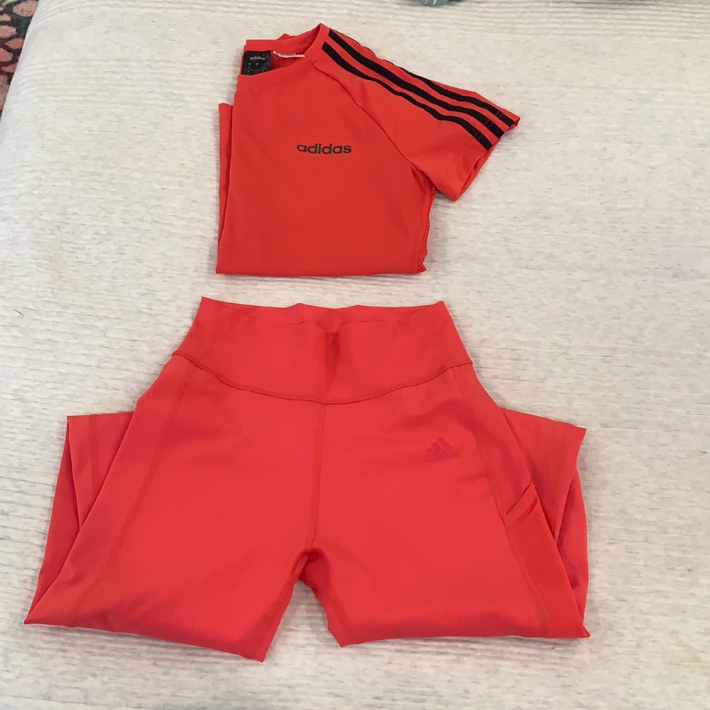 Adidas top and tights, US Small